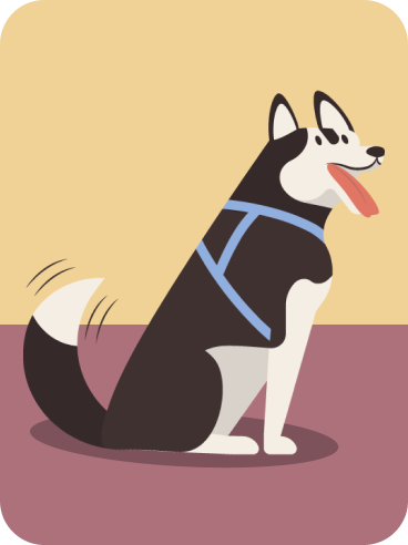 Ilustración de mascota perro moviendo la cola