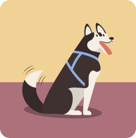 Ilustración de mascota perro moviendo la cola