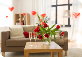 Foto de decoración de la sala por San Valentín